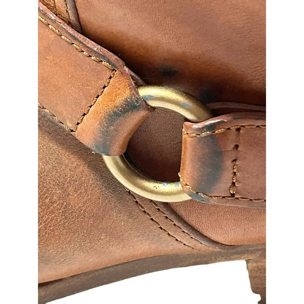 Coach Natale Harness Riding Boots Women 7.5B Cognac Leather Knee High Equestrian